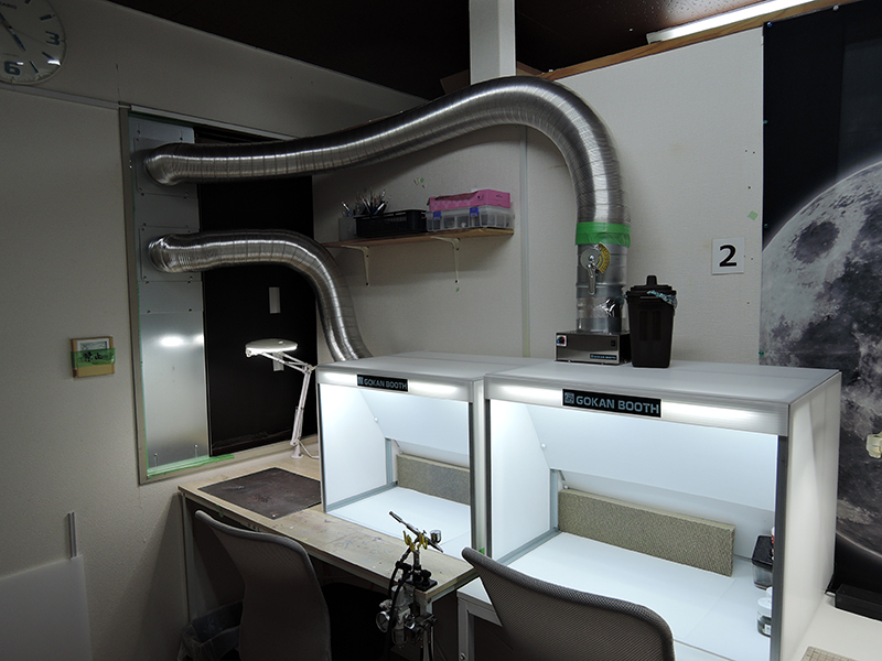 互換ブースW600設置配管の様子